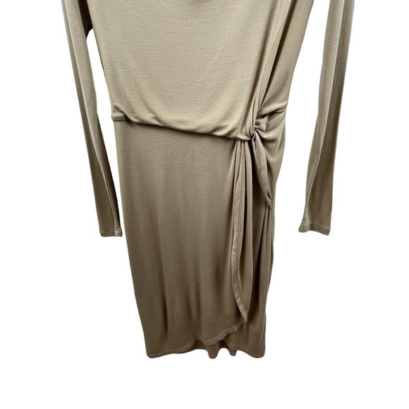 18. NWT Ted Baker Neyda Wrap Dress Tan Camel Size 4/6 100% Lyocell Cowl Neck - Picture 8 of 15